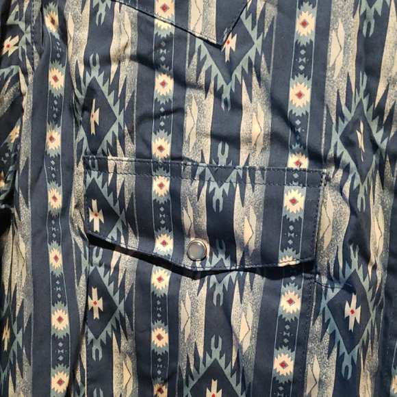 Wrangler W Men Blue Geometric Shirt,zise L - Picture 3 of 5